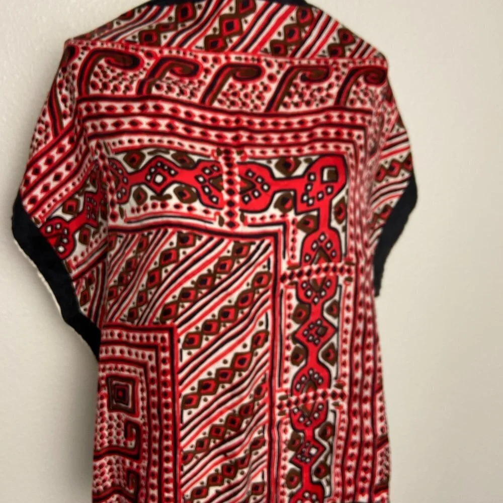 Vintage Square Scarf Abstraction Black Red